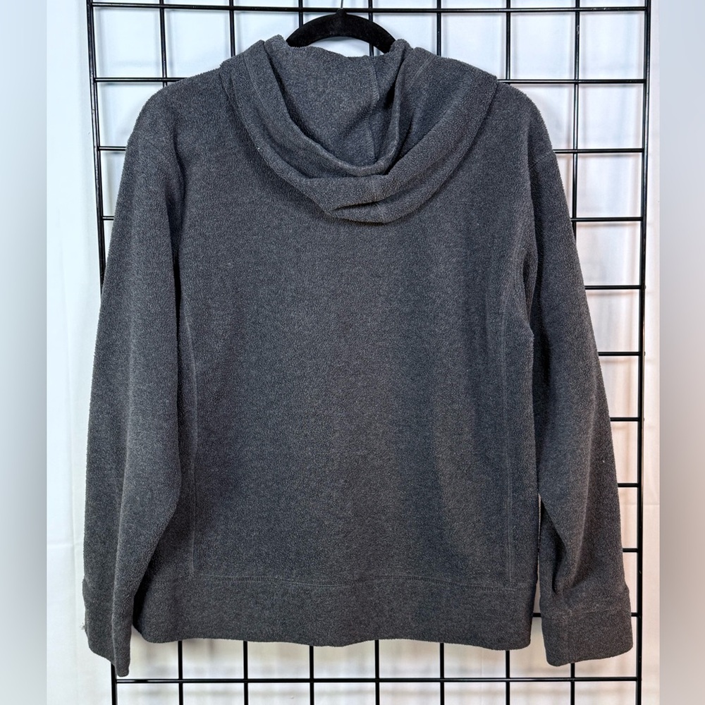 Vintage Old Navy Hoodie Mens S Gray Fleece Y2K Spellout Streetwear Fuzzy - Picture 2 of 9
